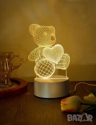 Лед нощна лампа мече със сърце за подарък , снимка 6 - Други - 41755283