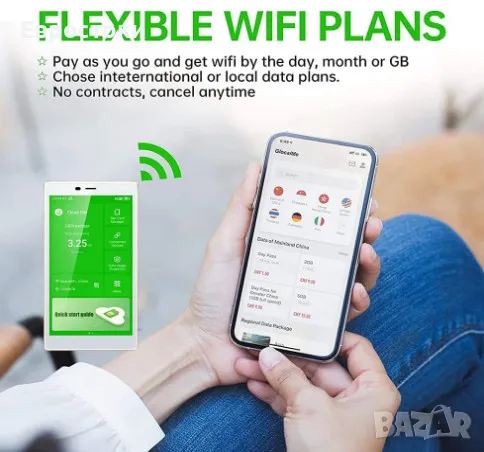 Мобилен рутер GlocalMe G4 Pro, 4G LTE Mobile Hotspot, 5" сензорен екран, преносим WiFi рутер, снимка 4 - Рутери - 48604665