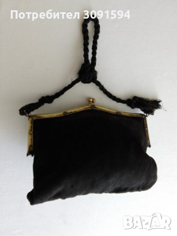 19  век  дамска чанта черно кадифе със месингови обков , снимка 3 - Антикварни и старинни предмети - 41607343