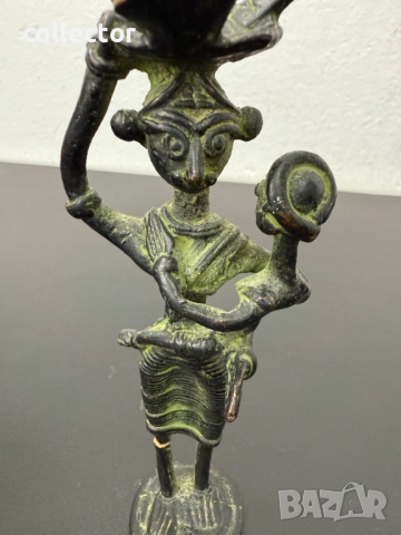 Индийска бронзова племенна фигура. №7497, снимка 7 - Антикварни и старинни предмети - 52064181