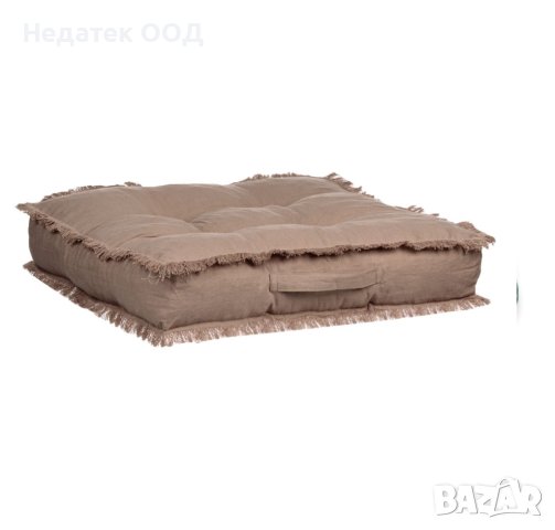 Възглавница за под с ресни, 60x60см, Бежева