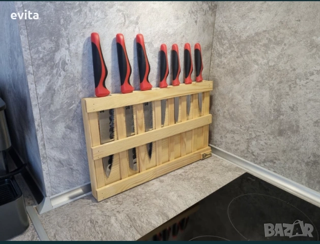 🌿 Уникални дървени стойки за ножове – ръчна изработка с характер, снимка 18 - Аксесоари за кухня - 38571562