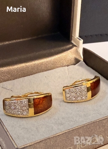 Дамски обеци жълто злато и брилянти, снимка 3 - Обеци - 52497821