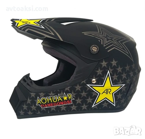 Каска Крос Мотор/Скутер/Бъги/Вело/АТВ Rockstar-MT-3, снимка 2 - Аксесоари и консумативи - 50588735