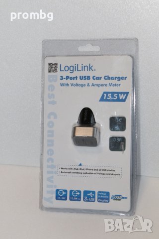 3хUSB зарядно за автомобил, дисплей, 15.5 W, LogiLink Германия, снимка 5 - Аксесоари и консумативи - 41689792