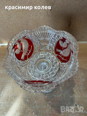 кристална бонбониера с капак от известната серия „Byrdes“ на Hofbauer Collection, снимка 6 - Антикварни и старинни предмети - 53849397