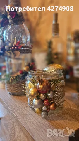 Подаръчни бутилки и свещници- ръчна изработка , снимка 6 - Декорация за дома - 48359118