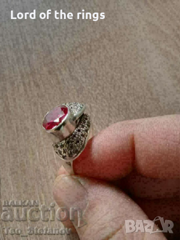 Голям сребърен пръстен с камъни, снимка 6 - Пръстени - 44689845