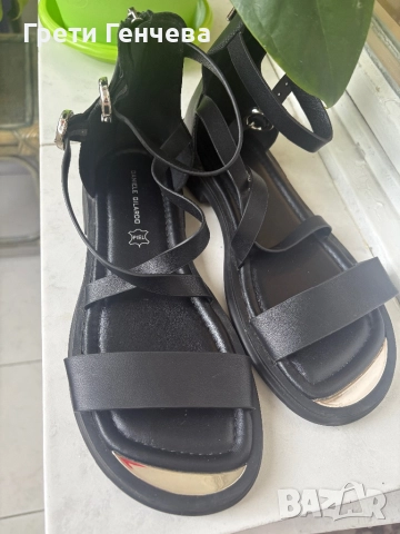 Дамски черни сандали номер 38 естествена кожа
