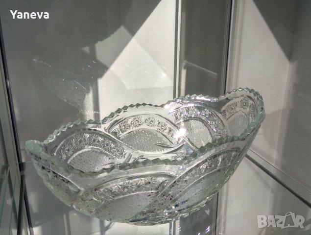 Кристална , тежка , масивна фруктиера . , снимка 6 - Прибори за хранене, готвене и сервиране - 41796967