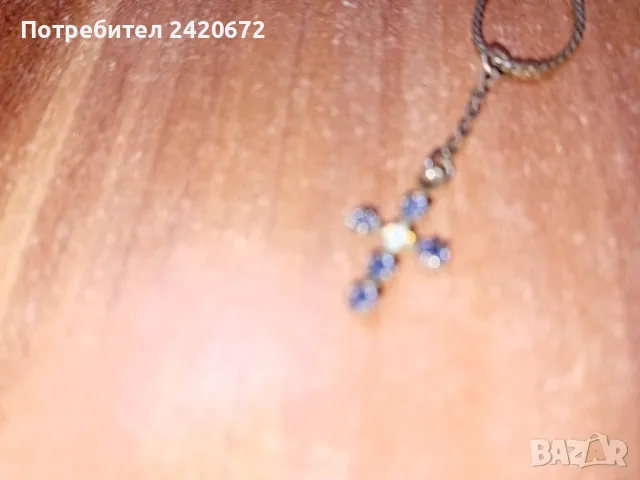 сребърен ланец с кръст с камък  танзанит, снимка 1