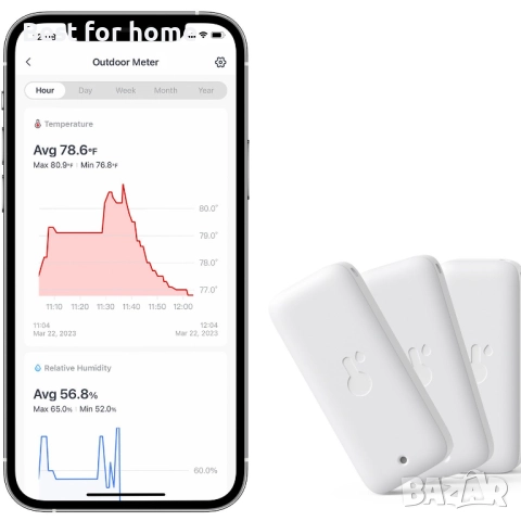 Смарт термометър и влагомер SwitchBot Meter Plus – Bluetooth, голям дисплей и известия на телефона, снимка 4 - Друга електроника - 52968112