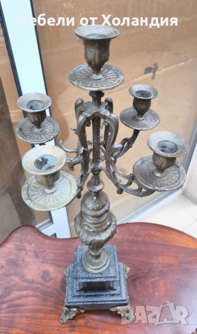 двойка големи бронзови свещници, снимка 4 - Антикварни и старинни предмети - 52984229