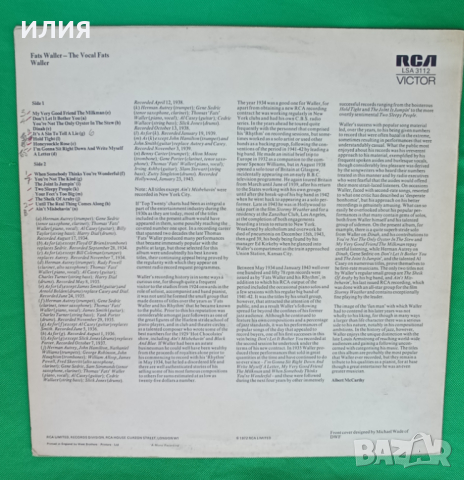 Fats Waller – 1972 - The Vocal Fats Waller(RCA – LSA 3112)(Jazz), снимка 2 - Грамофонни плочи - 44822033