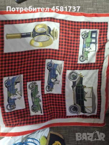 Копринен шал с десен ретро коли, снимка 9 - Шалове - 51758547