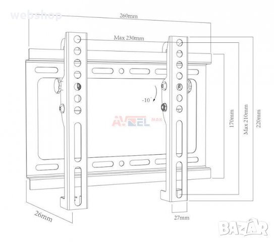 Стойка/поставка AN-E3011 с регулиране за LED телевизор 17-42" 25kg, снимка 3 - Стойки, 3D очила, аксесоари - 35762442