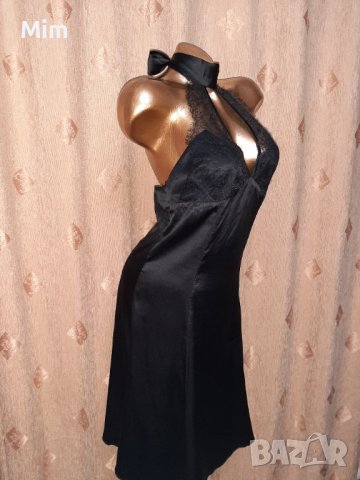 LOORS M Сатенена черна рокля, снимка 6 - Рокли - 38809110