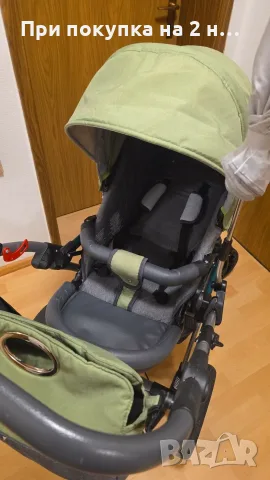 Комбинирана бебешка количка 2 в 1 Knorr-Baby Voletto (Сиво със Зелено) – Немско качество
