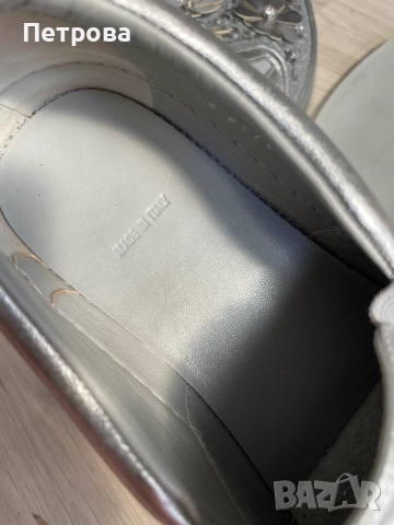 Сребърни кожени маратонки Dior 38 Оригинал, снимка 10 - Маратонки - 51831286