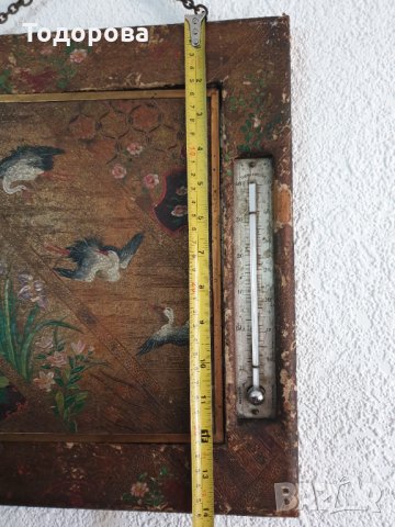 Антично тройно  френско огледало с живачен термометър- 18 век, с позлата., снимка 6 - Антикварни и старинни предмети - 35679341
