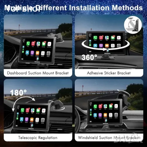Безжичен Carplay сензорен екран с резервна камера - преносим Carplay и Android Auto стерео, снимка 8 - Аксесоари и консумативи - 48771507