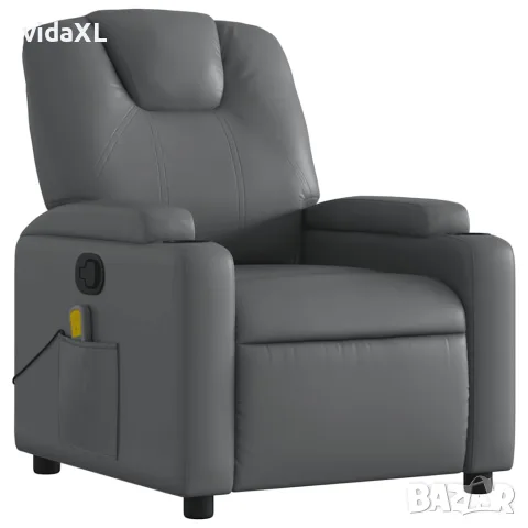 vidaXL Масажен наклоняем стол, сив, изкуствена кожа, снимка 4 - Дивани и мека мебел - 56147382