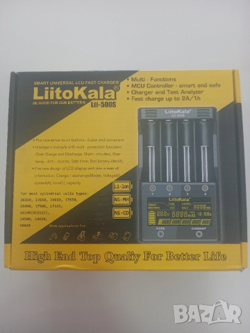 Универсално зарядно устройство Lii-500S, 4 канала, функция powerbank, черно, Liitokala, снимка 1