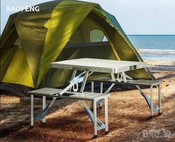 %@! Нови  Алуминиева сгъваема маса с 4 стола за пикник ,85x67x67 см тип куфар от ВНОСИТЕЛ, снимка 6 - Къмпинг мебели - 50102198