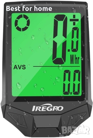 Iregro Велокомпютър - водоустойчив безжичен километраж - 18 функции
