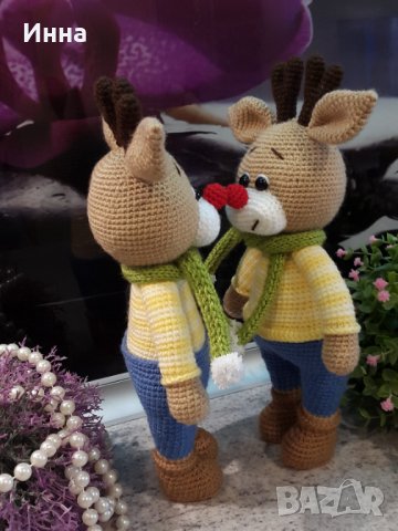 Подарък за Коледа. Елен /Комет/, Ръчно изработена, Плетена играчка, снимка 9 - Плюшени играчки - 42628200