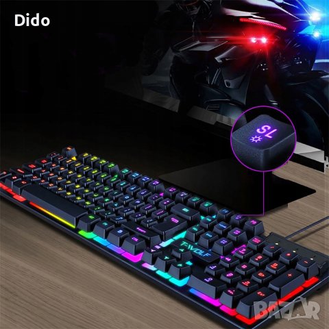 Геймърска светеща клавиатура T-WOLF, снимка 2 - Клавиатури и мишки - 40204414