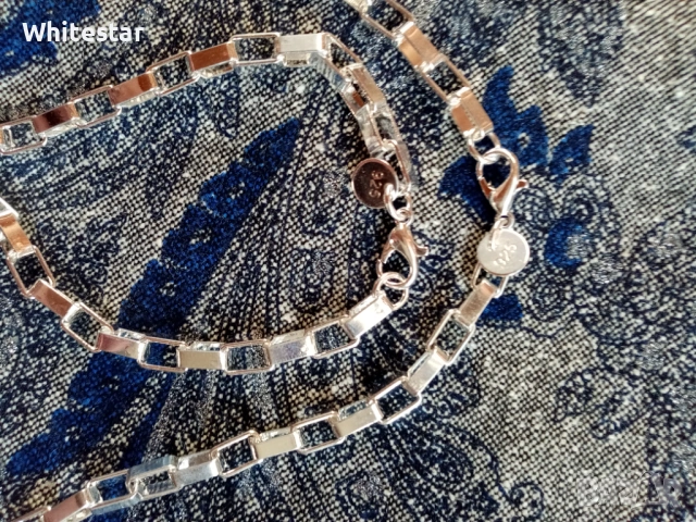 Посребрен мъжки комплект - ланец и гривна, снимка 2 - Колиета, медальони, синджири - 53622968