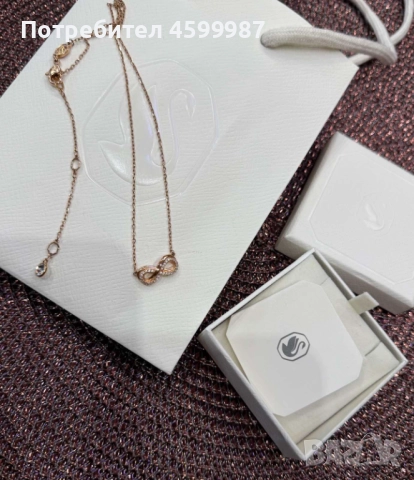 Колие Swarovski позлатено розово злато и цирконий, снимка 2 - Колиета, медальони, синджири - 51778273