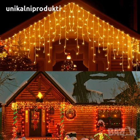 Външни коледни лампички завеса 4м 240 диода с гръмотевичен флаш ефект, снимка 2 - Лед осветление - 52264205