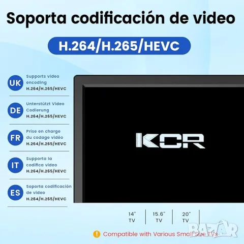 KCR SR-1401 14" Преносим телевизор DVB-T2 с батерия / Portable TV, снимка 2 - Телевизори - 56121776