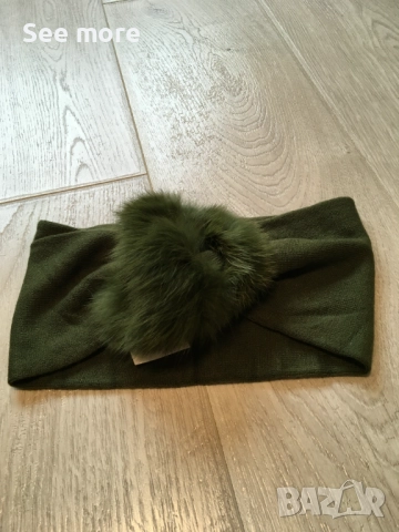 Лента за глава 3 цвята с естествен косъм заек, снимка 6 - Шапки - 52102377