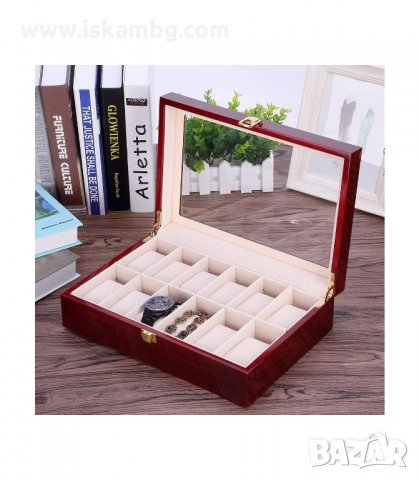 ДЪРВЕНА КУТИЯ С ПРОЗРАЧЕН КАПАК ЗА 12 ЧАСОВНИКА - код 2172, снимка 2 - Подаръци за мъже - 33948026