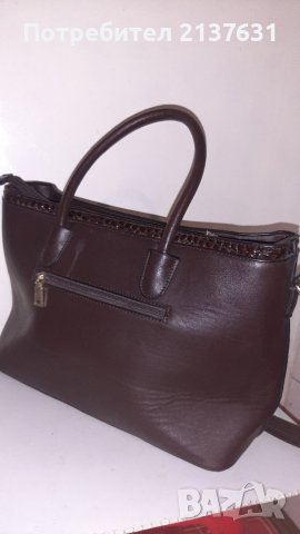 ДАМСКА КАФЯВА ЧАНТА  с 2 прегради  и много джобове , снимка 4 - Чанти - 40693467