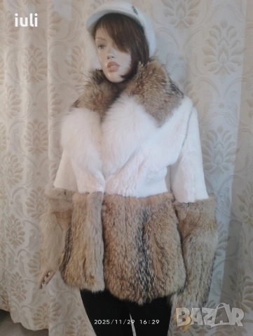 черен петък патенце естествен косъм. ръкавите се свалят и може да се носи като елек , снимка 2 - Палта, манта - 52358675