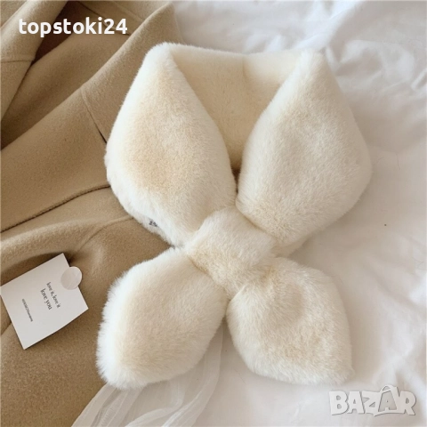 Пухкав дамски шал, имитиращ заешка кожа, снимка 8 - Шалове - 52641244