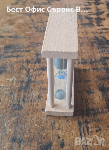 пясъчен часовник две в едно около 3 и 5 минути стъклен и от естествено дърво, снимка 4 - Други - 53131494