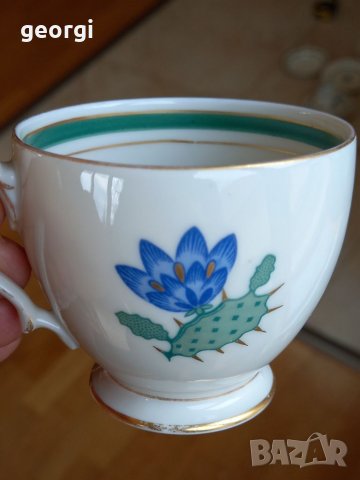 Троен сет датски фин костен порцелан кактус KPM Kobenhavns Maleri, снимка 8 - Чаши - 39335365