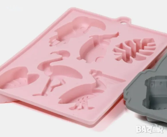 Фламинго папагал тропическо листо хаваи дълбоки силиконов молд форма калъп фондан шоколад гипс сапун, снимка 5 - Форми - 39746993