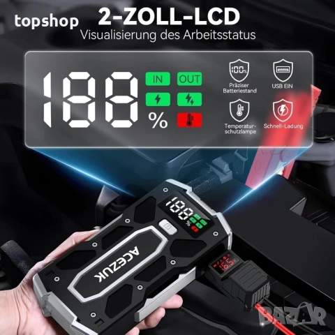 Чисто нов Преносим стартер ACEZUK M02 5000A / 21800mAh бустерна батерия..., снимка 2 - Аксесоари и консумативи - 51598032