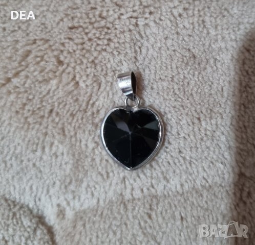 Черен оникс със сребро сърце-10лв., снимка 2 - Колиета, медальони, синджири - 41292814