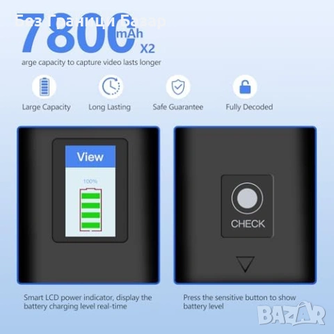 Нова NP-F970 7800mAh батерия Type-C LED за Sony камери и LED осветление, снимка 4 - Чанти, стативи, аксесоари - 53072330