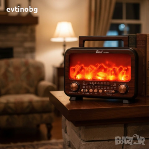 Соларно преносимо радио  FP-2393-S - тип камина с горящи пламъци, снимка 3 - Радиокасетофони, транзистори - 53787356