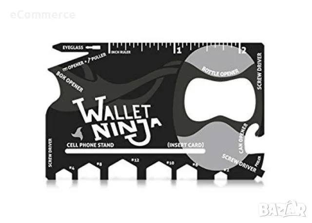 Wallet ninja 18 в 1 мултифункционален инструмент за портфейл / Размери: 85 мм * 55 мм * 2 мм., снимка 11 - Други инструменти - 47507914