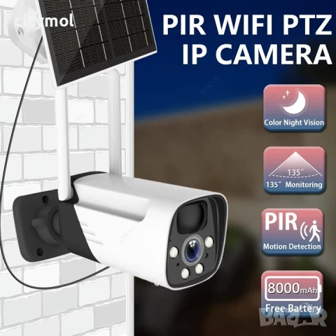Соларна WIFI камера 6 MP, външен монтаж IP66, iCSee, нощно виждане, SD слот, снимка 7 - IP камери - 50815882