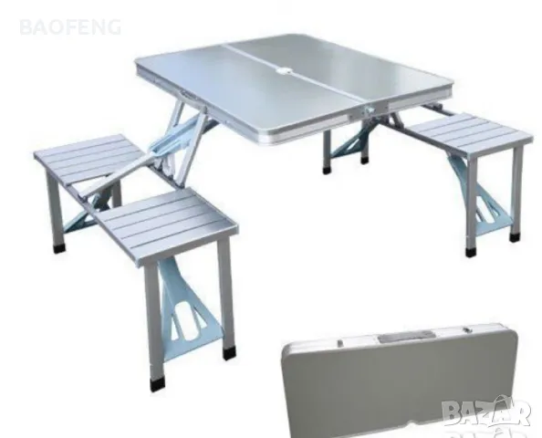 § Нови  Алуминиева сгъваема маса с 4 стола за пикник ,85x67x67 см тип куфар от ВНОСИТЕЛ, снимка 14 - Къмпинг мебели - 50102172